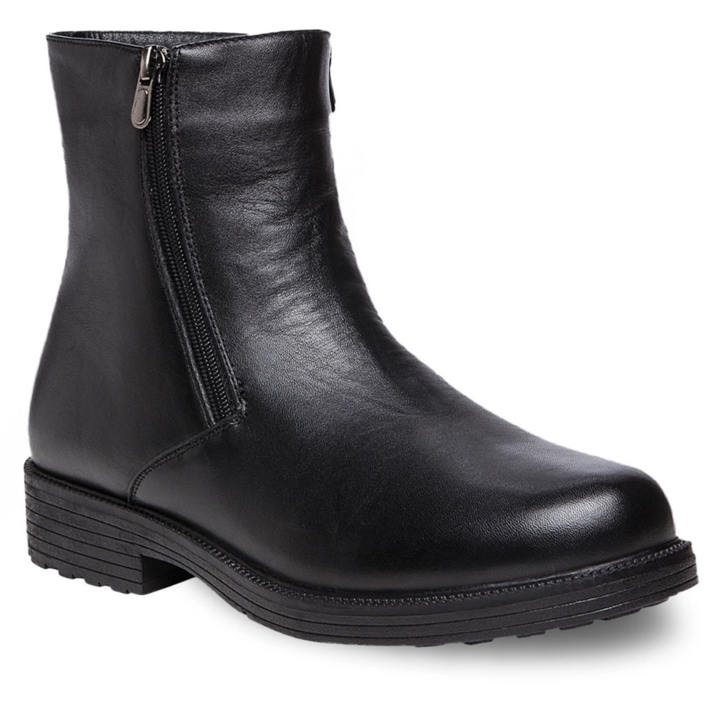 Propet Black Leather Troy Faux Fur Lined Waterproof Men’s Ankle Boots 11.5 NWOT